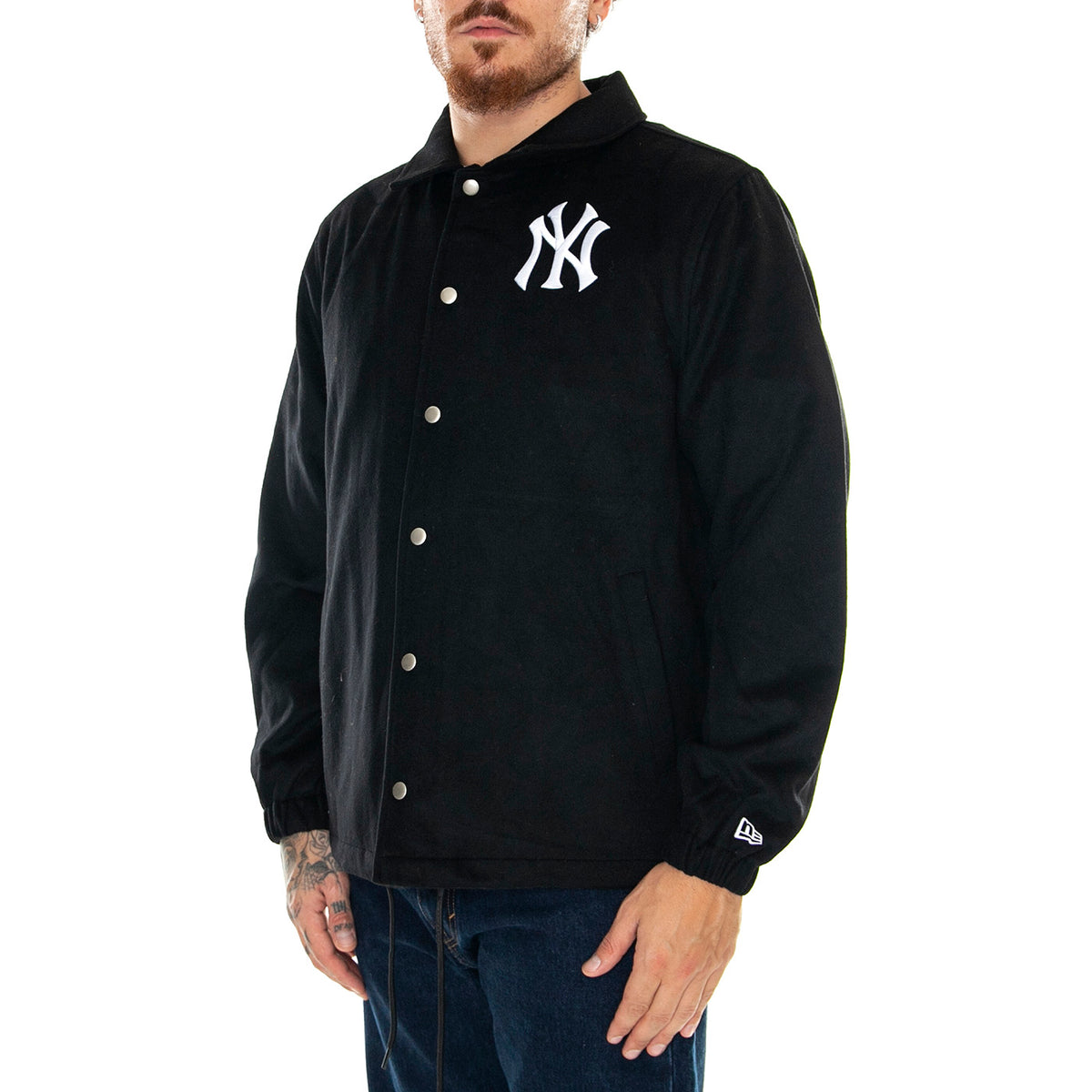 MLB Coaches Jacket Nevyan Black / White - Giacca Invernale Uomo Nera 60424437 . NEW ERA 