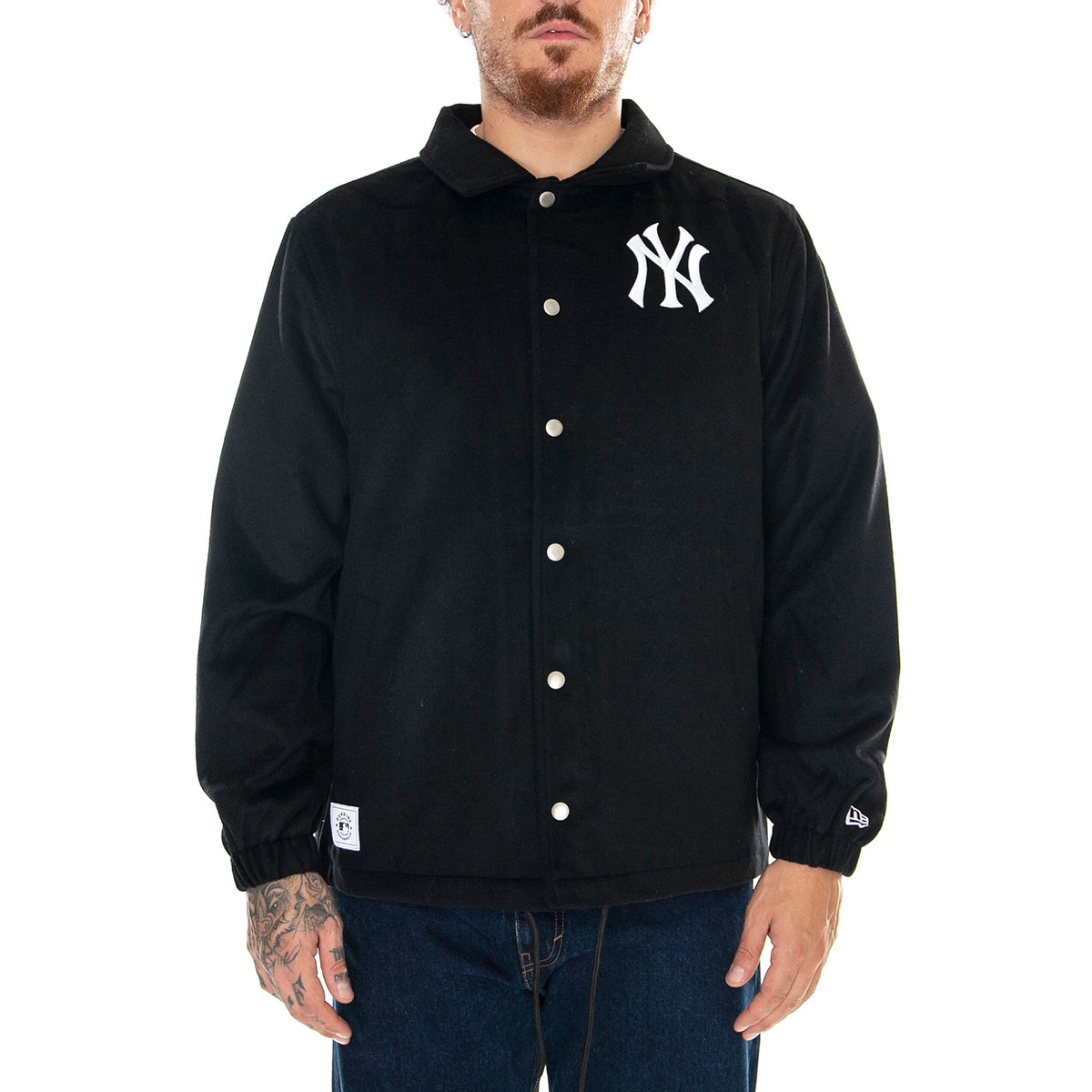 MLB Coaches Jacket Nevyan Black / White - Giacca Invernale Uomo Nera 60424437 . NEW ERA 