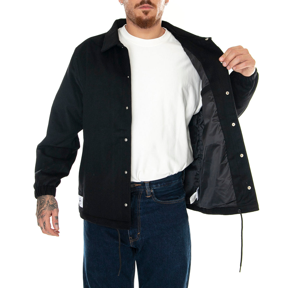 MLB Coaches Jacket Nevyan Black / White - Giacca Invernale Uomo Nera 60424437 . NEW ERA 