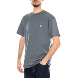 S/S Chase T-Shirt Cozy Blur / Gold - Camiseta Cuello Redondo Hombre Azul CARHARTT WIP
