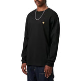 L/S CHASE T-SHIRT BLACK / GOLD - Camiseta Cuello Redondo Mangas Largas Hombre Negro Hombre CARHARTT WIP