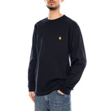 L/S Chase T-Shirt - Dark Navy / Gold - Camiseta Manga Larga Hombre Azul Oscuro  Hombre CARHARTT WIP