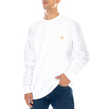 L/S CHASE T-SHIRT WHITE / GOLD - Camiseta Cuello Redondo Mangas Largas Hombre Blanca Hombre CARHARTT WIP