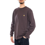 L/S Chase T-Shirt Shale / Gold - Camiseta Cuello Redondo Mangas Largas Hombre Marrón CARHARTT WIP