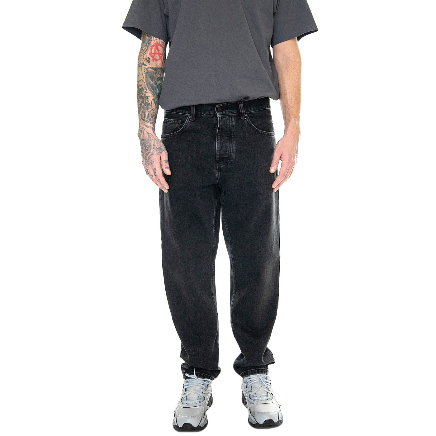 NEWEL PANT BLACK / STONE WASHED - Pantaloni Denim Jeans Uomo Neri I029208 8906 CARHARTT WIP 