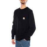 L/S POCKET T-SHIRT BLACK - Camiseta Cuello Redondo Mangas Largas Hombre Negro Hombre CARHARTT WIP