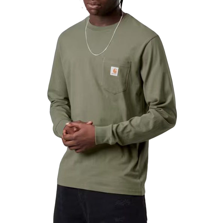 L/S POCKET T-SHIRT LEAF - Maglietta Girocollo Maniche Lunghe Uomo Verde I030437 11XX CARHARTT WIP 
