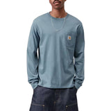 L/S POCKET T-SHIRT VELVET BLUE - Camiseta Cuello Redondo Mangas Largas Hombre Azul Hombre CARHARTT WIP