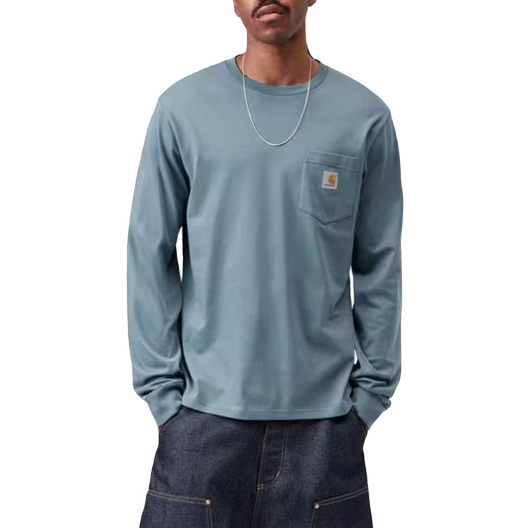 L/S POCKET T-SHIRT VELVET BLUE - Maglietta Girocollo Maniche Lunghe Uomo Blu I030437 3GGXX CARHARTT WIP 