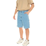SINGLE KNEE SHORT BLUE, HEAVY STONE BLEACHED - Bermuda Denim Jeans Hombre Azul Hombre CARHARTT WIP
