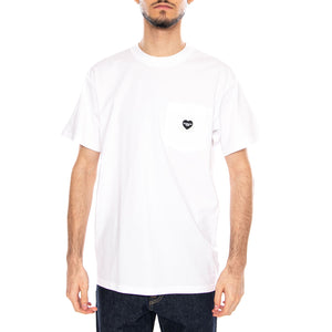S/S Pocket Heart T-Shirt White / Black - Maglietta Girocollo Uomo Bianca I032128 00AXX CARHARTT WIP 