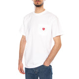 S/S POCKET HEART T-SHIRT WHITE/RED - Camiseta Cuello Redondo Hombre Blanca Hombre CARHARTT WIP