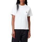 W' S/S POCKET T-SHIRT WHITE / BLACK - Camiseta Cuello Redondo Mujer Blanca CARHARTT WIP
