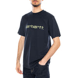 S/S Script T-Shirt Deep Night / Gentle Green - Camiseta Cuello Redondo Hombre Azul Hombre CARHARTT WIP