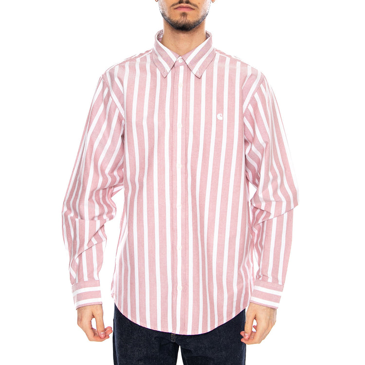 L/S Deven Shirt Deven Stripe, Oxide Red - Camicia Uomo Multicolore I036198 3JDXX CARHARTT WIP 