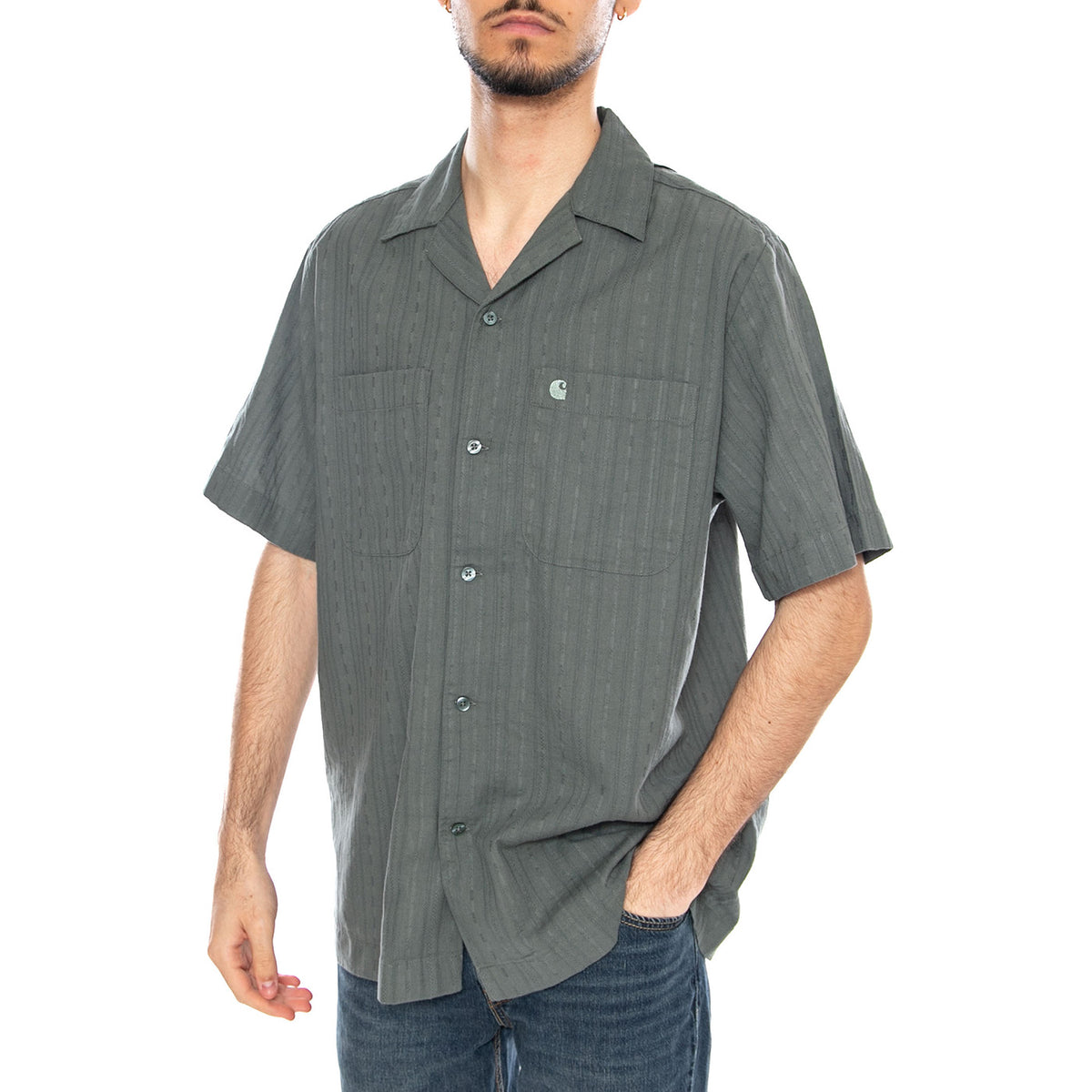 S/S Gareth Shirt Velvet Green - Camicia Maniche Corte Uomo Verde I036206 3GDXX CARHARTT WIP 