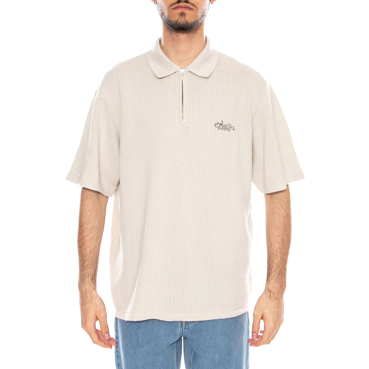 Rick Polo Glacier Grey - Polo con Zip Uomo Grigia I036581.21M.67. 21M.67 EDWIN 