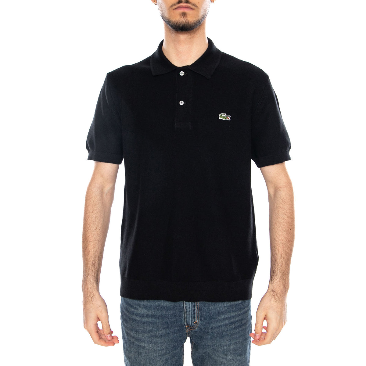 Polo Bouclé Classic Fit - Polo Uomo Nera con logo Lacoste AH1043 031 LACOSTE 