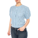 Pauline Pointelle Ss Cardi - Glacier Lake Novelty Stitch - Cárdigan Mangas Cortas Mujer Verde Mujer LEVIS