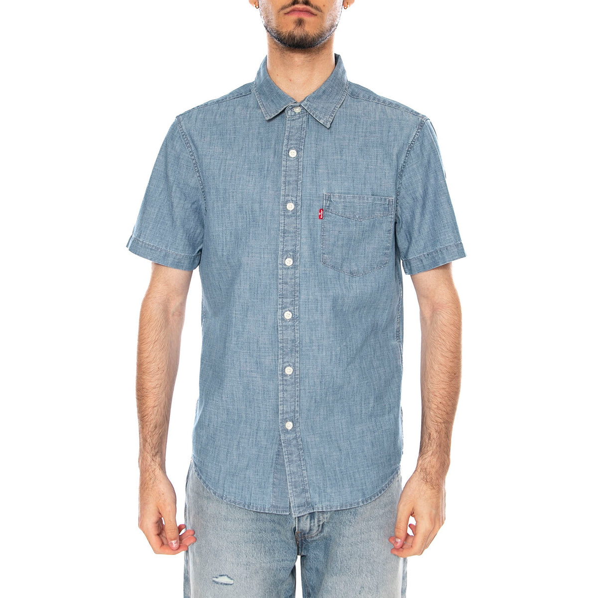 S/S SUNSET STANDARD SEBASTIAN CHAMB LIGHT INDIGO - Camicia Maniche Corte Uomo Blu 86624-0062 LID LEVIS 