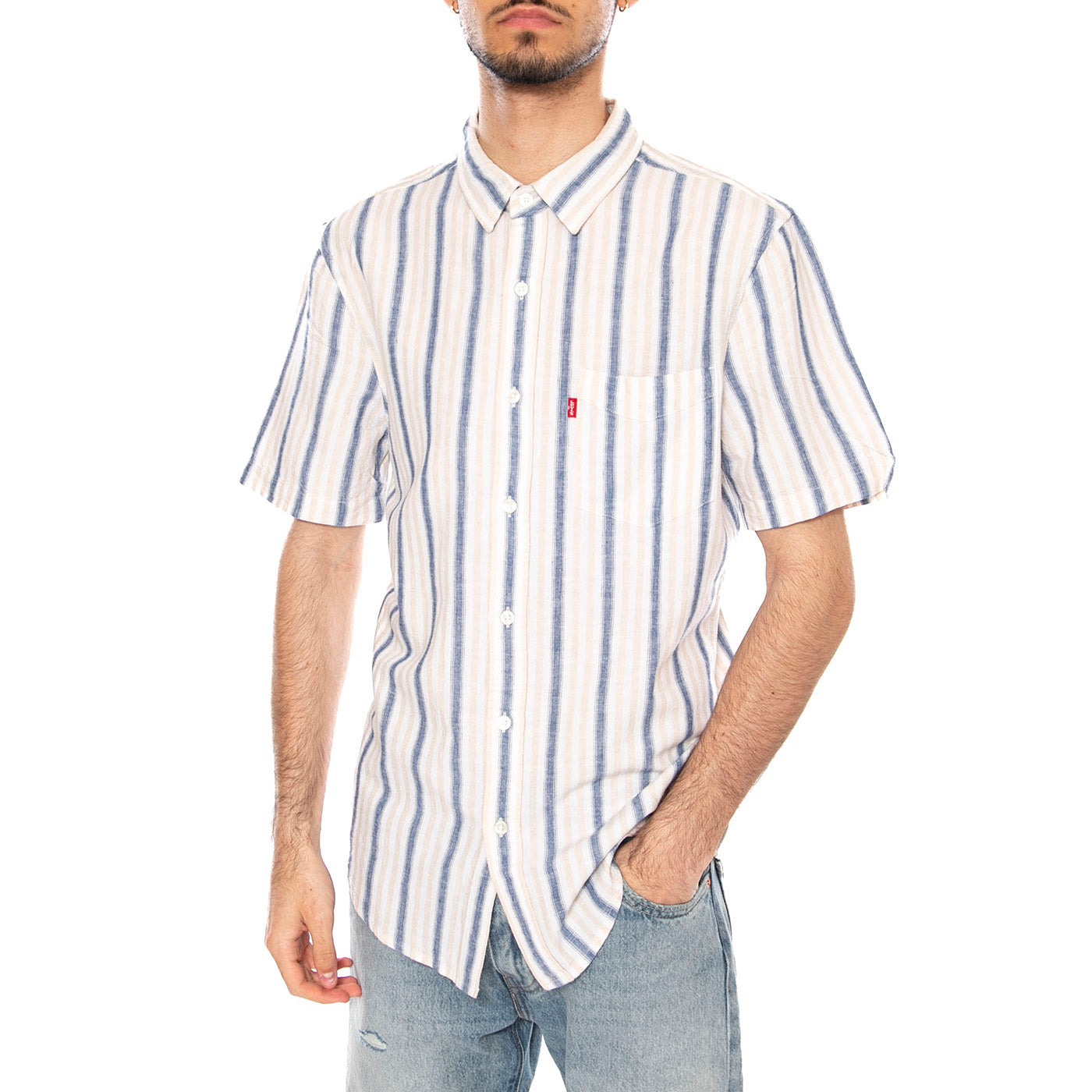 S/S SUNSET STANDARD GIO STRIPE CEME - Camicia Maniche Corte Uomo Multicolore 86624-0078 NTL LEVIS 