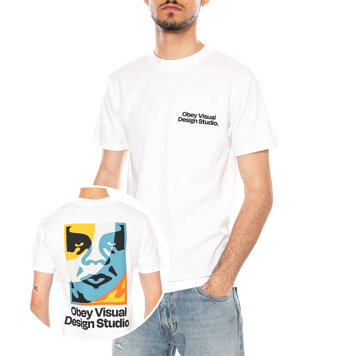 OBEY VISUAL DESIGN STUDIO TEE - Maglietta Girocollo Uomo Bianca 165264305 WHT OBEY 