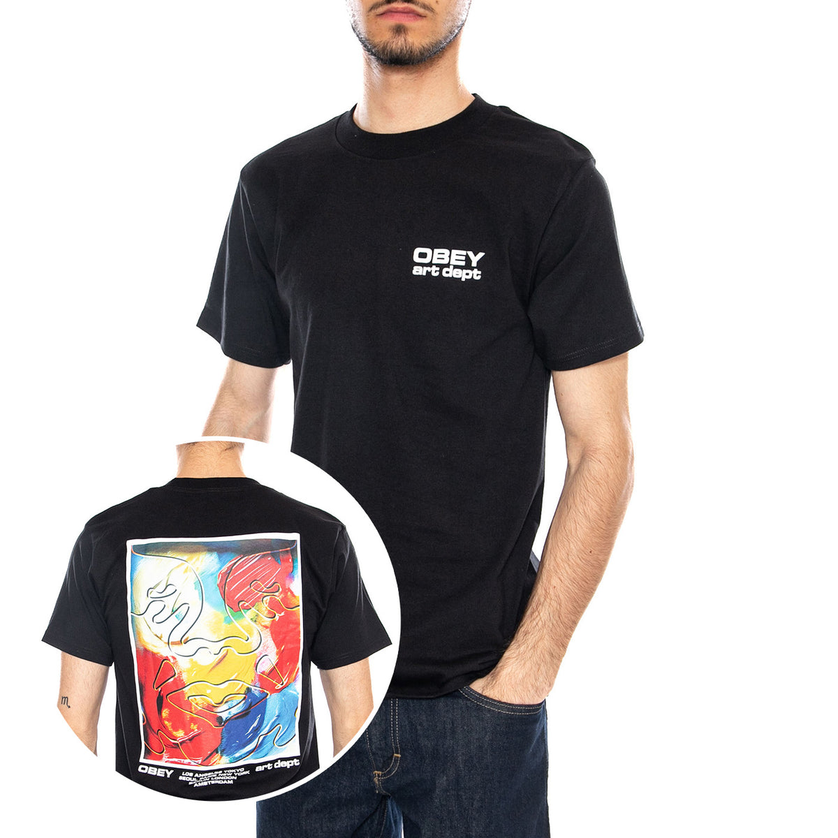 Obey Art Department Tee Black - Maglietta Girocollo Uomo Nera 165264309 BLK OBEY 