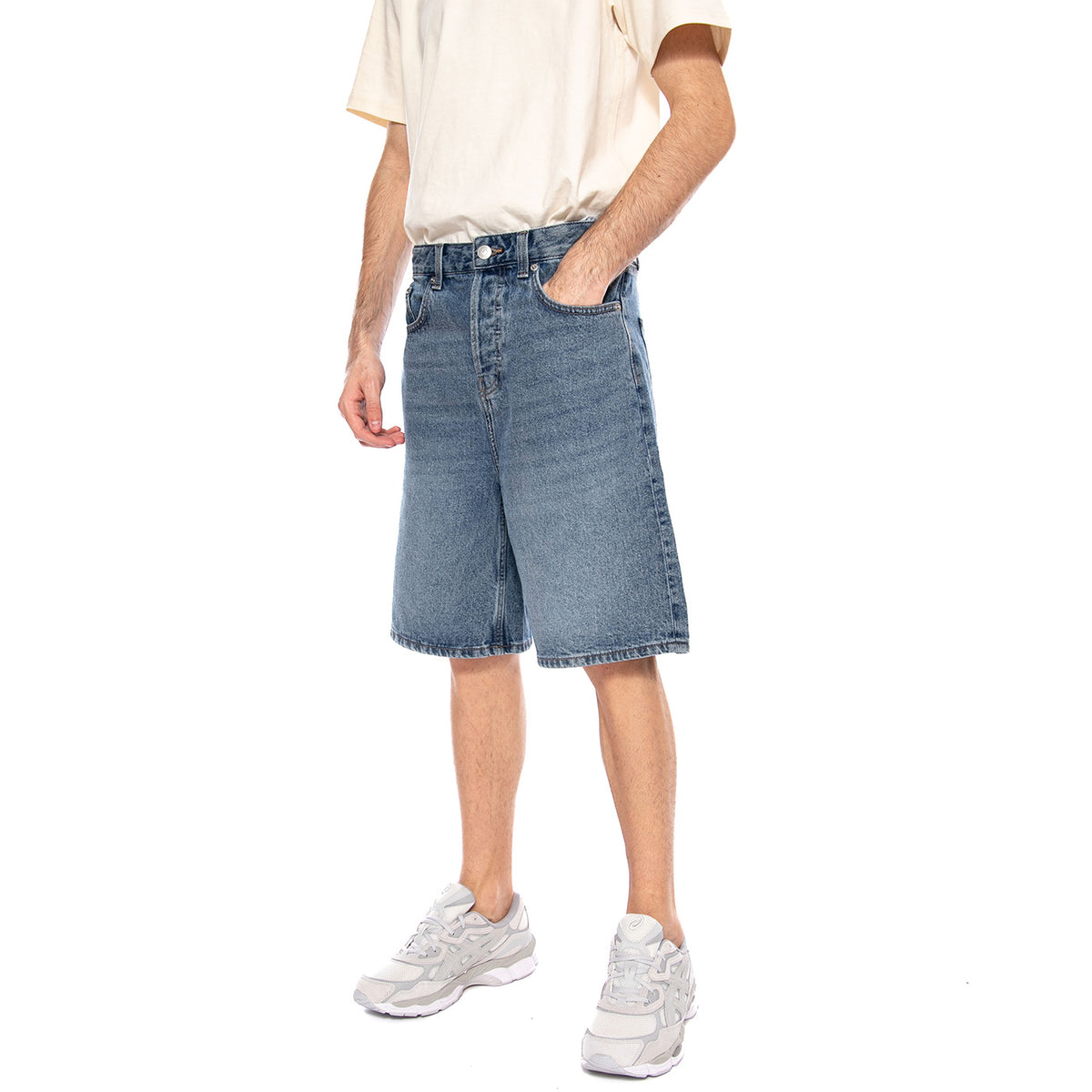 Five Baggy 9893 Pin DNM Shorts VD2 Blue - Bermuda Denim Jeans Uomo Blu 22029893 MEDIUM BLUE DEN ONLY & SONS 