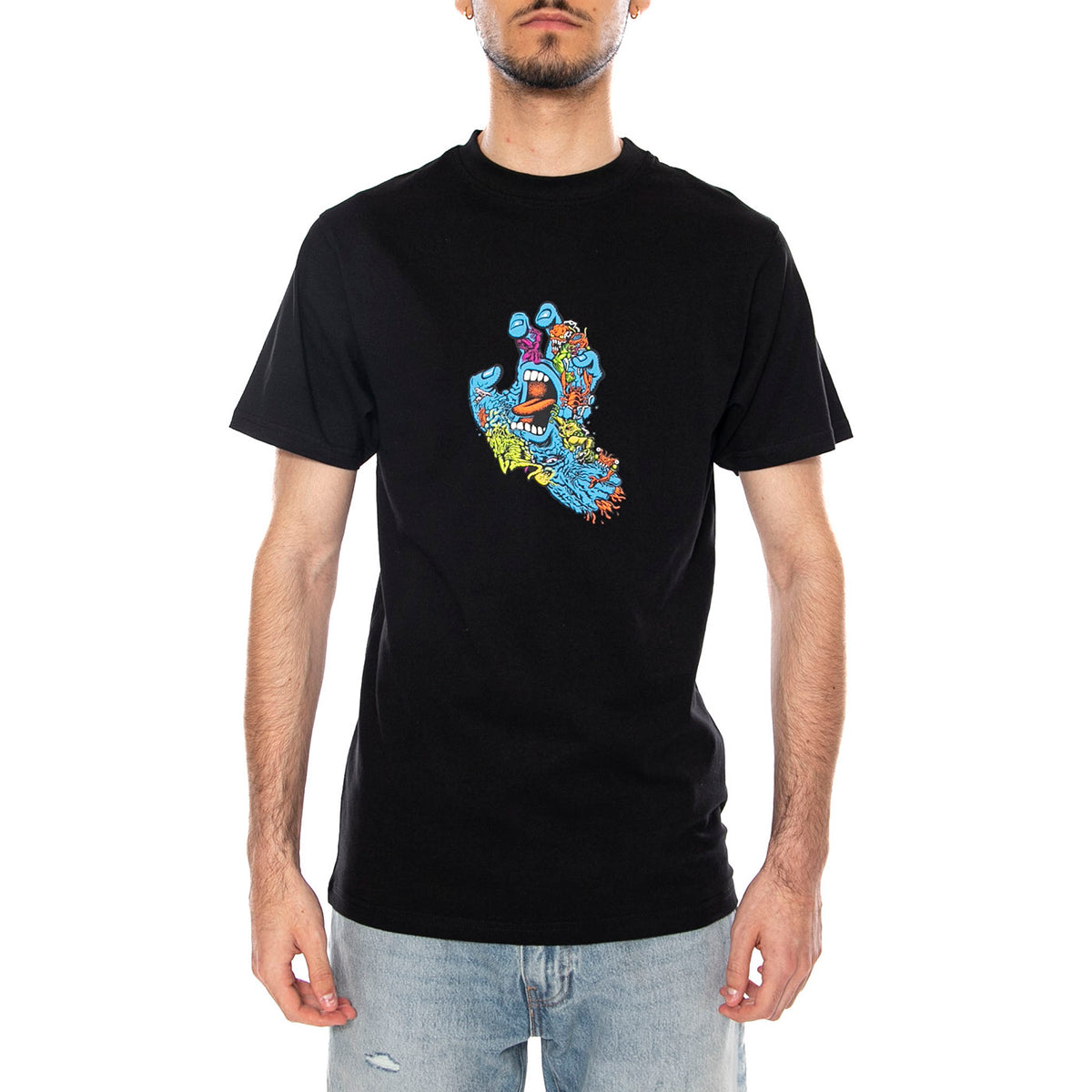 ROSKOPP SCREAMING FIVE FRNT - Maglietta Girocollo Uomo Nera SCA-TEE-13317 BLK SANTA CRUZ 