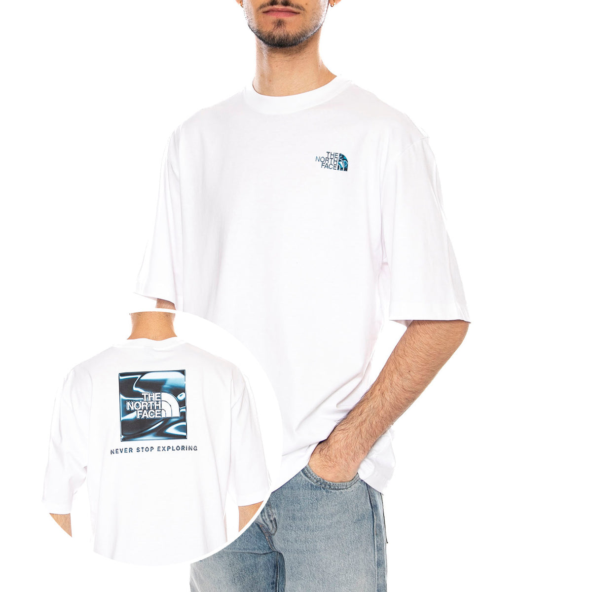 M LQD BOX NSE OS SS TEE - Maglietta Girocollo Uomo Bianca NF0A8G9W FN41 THE NORTH FACE 