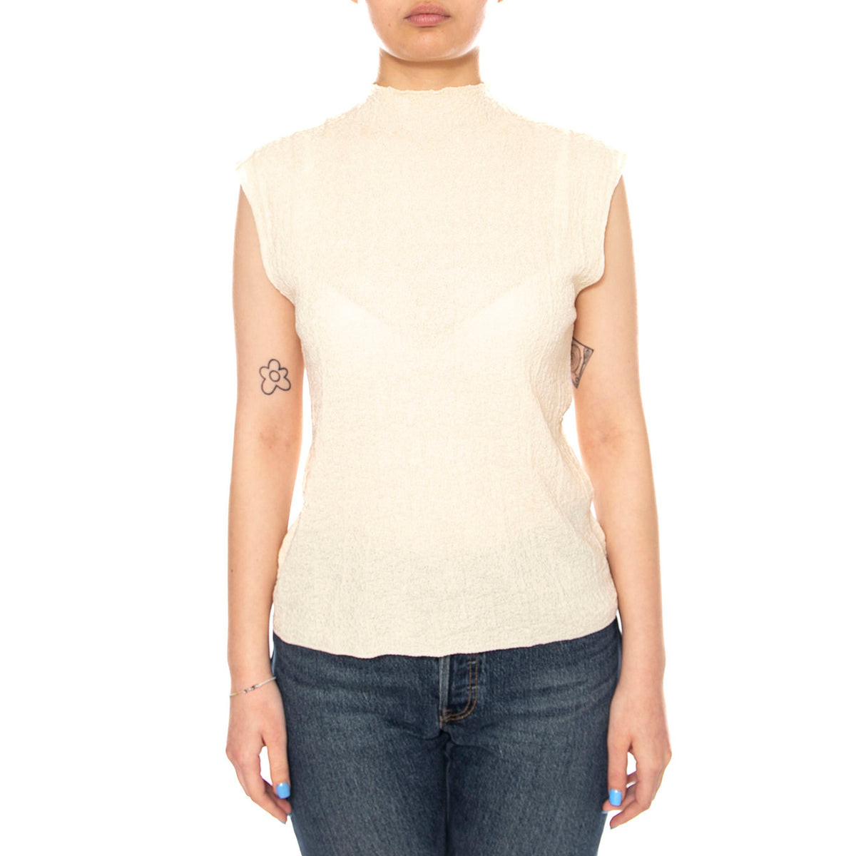 TOP DE PUNTO BLANCO ECRU - Canotta Donna Ecrù 61W/10618 000008 WILD PONY 