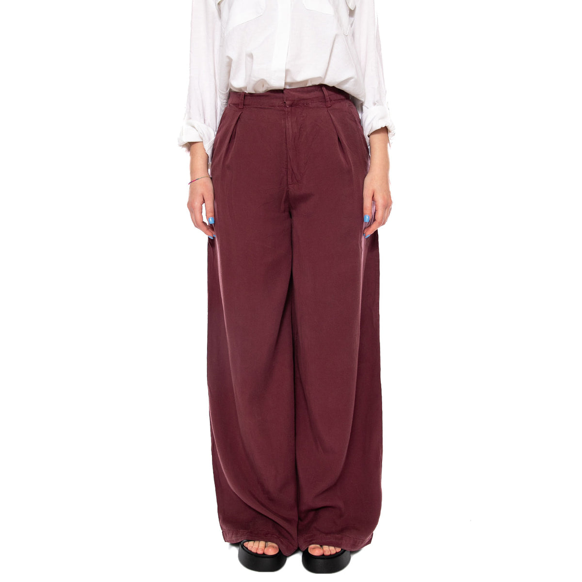 PANTALÓN WIDE LEG MARRÓN - Pantaloni Larghi Donna Marroni 61W/41233 BRW WILD PONY 