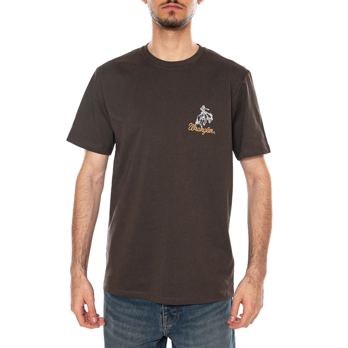 EMBROIDERY TEE WREN BROWN - Maglietta Girocollo Uomo Marrone 112377991 BRN WRANGLER 