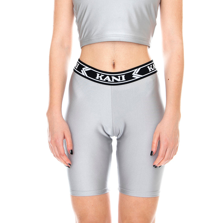 KK College Cycling Shorts - Silver / Black / White - Pantaloncini Donna Argento 6010044 . KARL KANI 