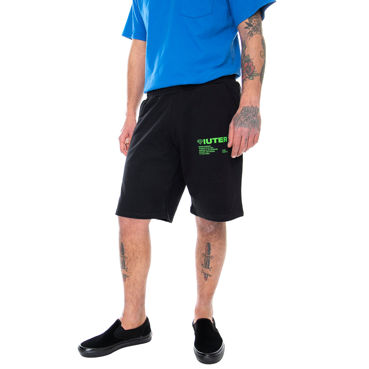 Mens Info Sweat Shorts - Black - Bermuda Uomo Neri 21SISS09-BLACK . IUTER 