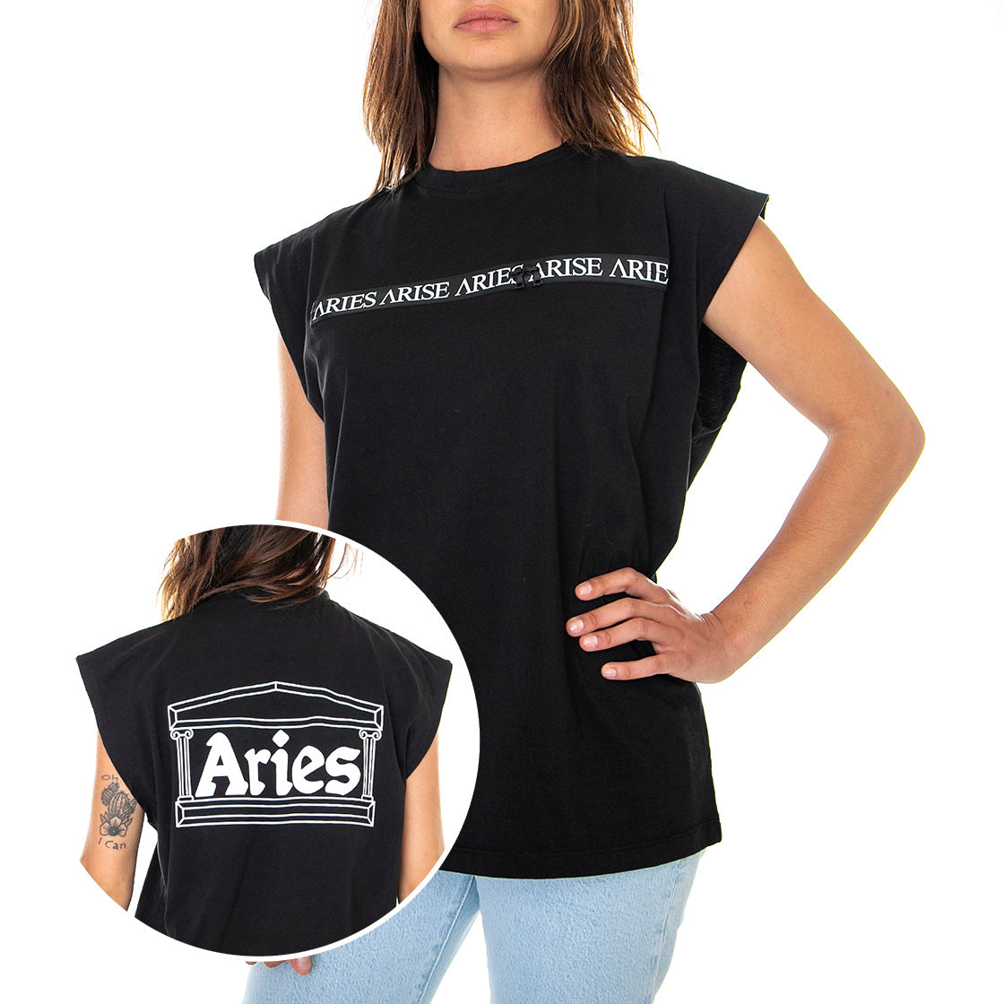 Zip Vest - Canotta Donna Nera FRAR40010-BLK . ARIES 