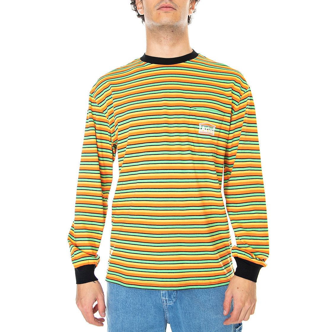 Striped - Maglietta Girocollo Uomo Gialla / Multicolore SRAR60021-YLW . ARIES 