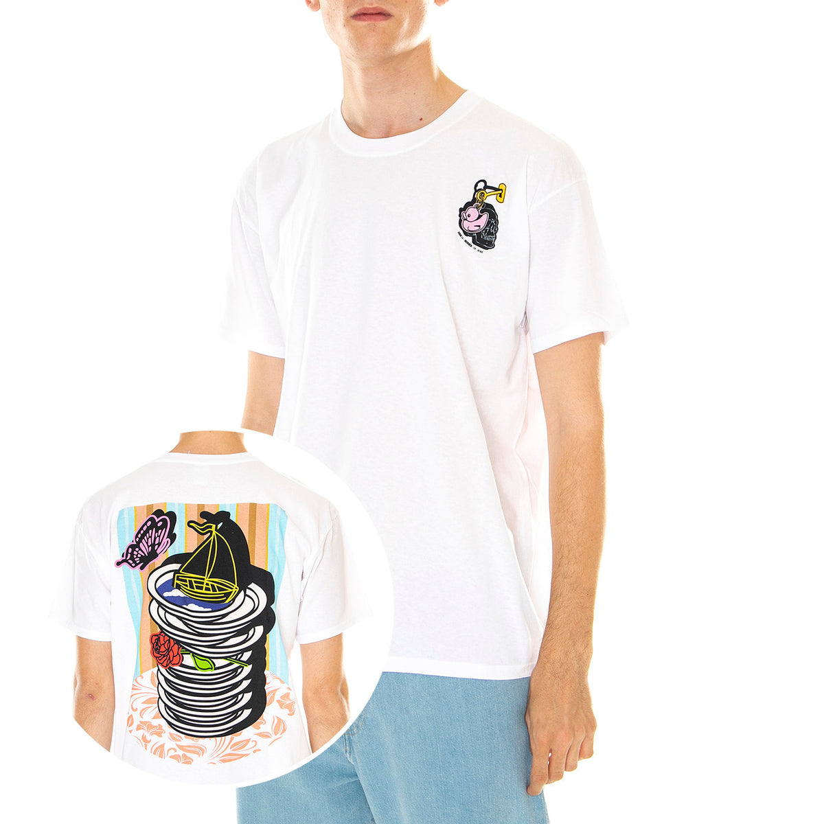 M' Erk14 For London 04 White - Maglietta Girocollo Uomo Bianca ERK14-34 . LONDON STORE 