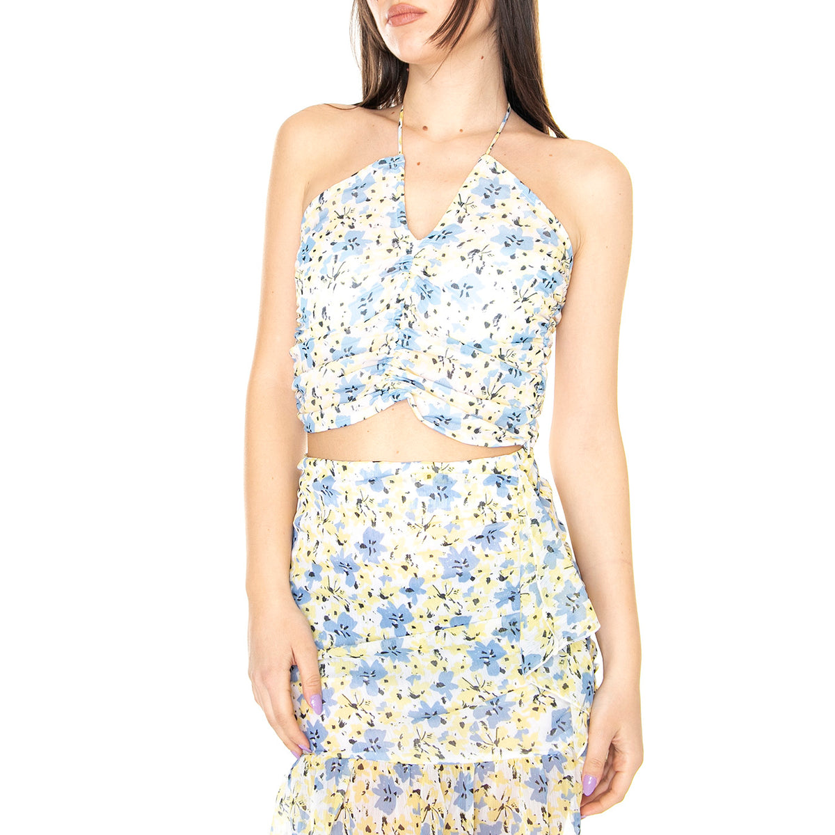 Halter Drapeado con Estampado Floral - Top Donna Multicolore 31W/41245 . WILD PONY 