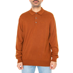 Signature Long Sleeve Polo Caramel - Polo Maniche Lunghe Uomo Marrone 63353-371 . BEN SHERMAN 