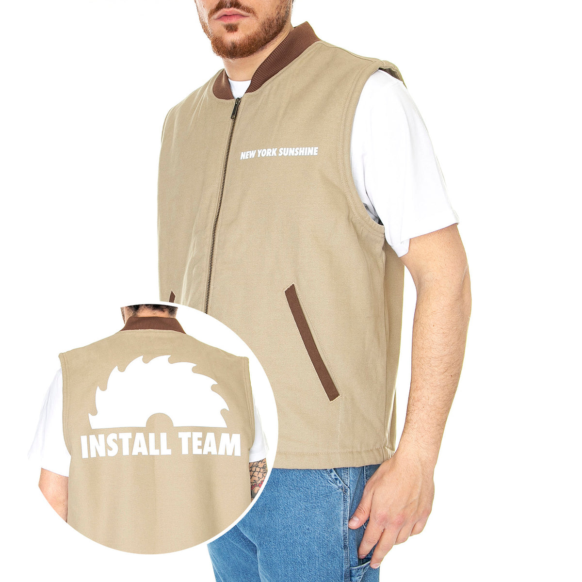 NYS Sherpa Lined Duck Vest Desert Sand - Giacca Smanicata Uomo Beige DK0A4Y4ADS01 . DICKIES 