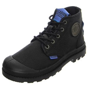 Pampa Supply  Lth Black / Black - Scarpe Stringate Profilo Alto Bambino Nere PAK58366-001-M . PALLADIUM 