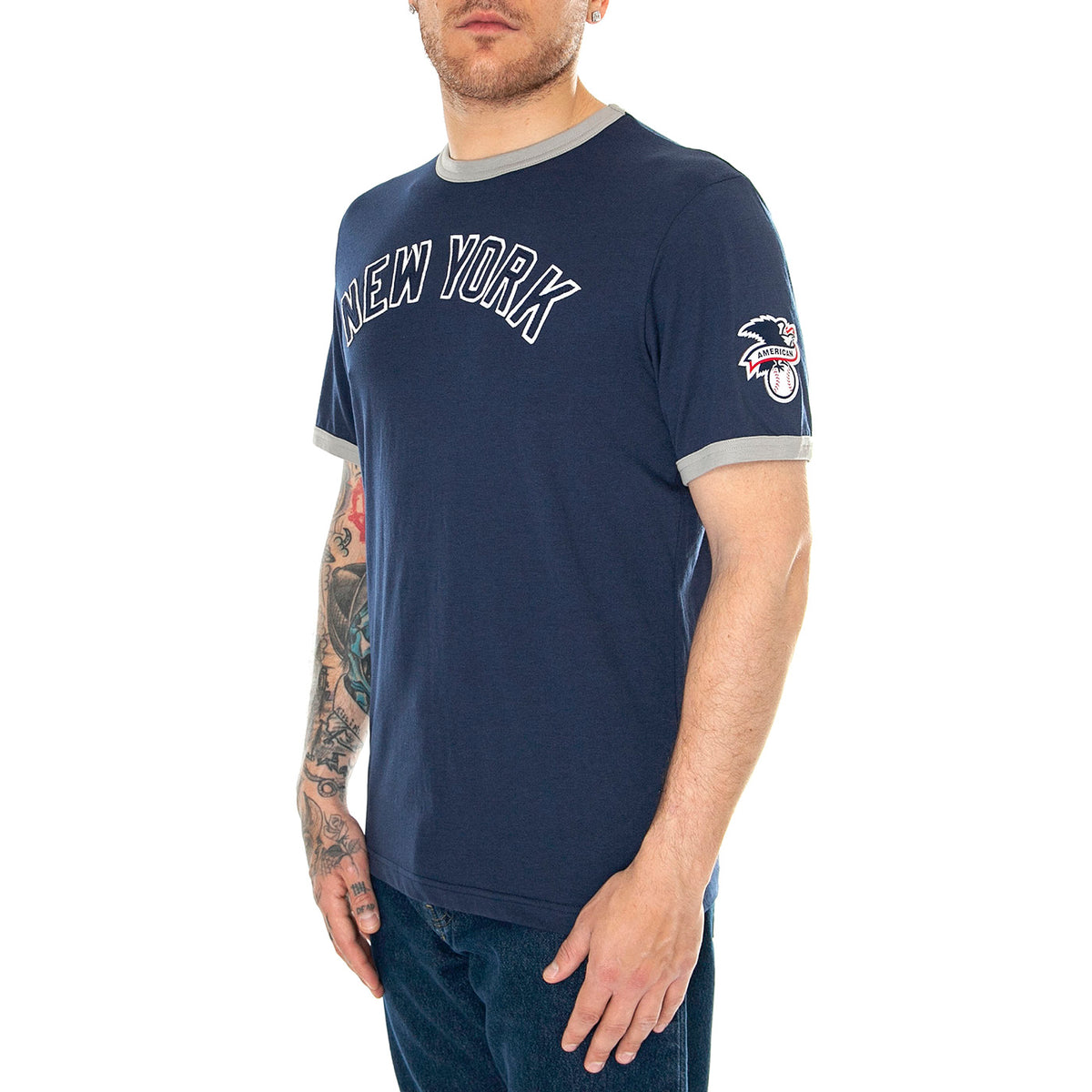 New York Yankees Fanatics Fundamental SS Tee navy/grey - Maglietta Girocollo Uomo Blu 01KR-4536-NK-EVK . FANATICS 