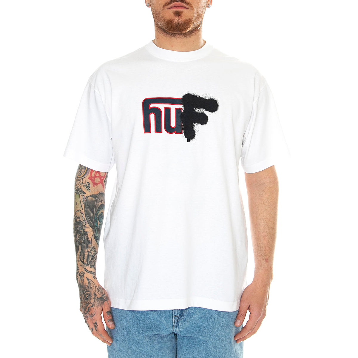 Upside Downtown S/S Tee White - Maglietta Girocollo Uomo Bianca TS02173-WHITE . HUF 