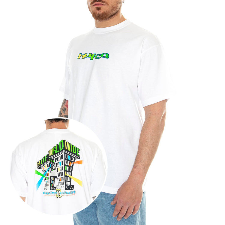 Club House S/S Tee White - Maglietta Girocollo Uomo Bianca TS02176-WHITE . HUF 