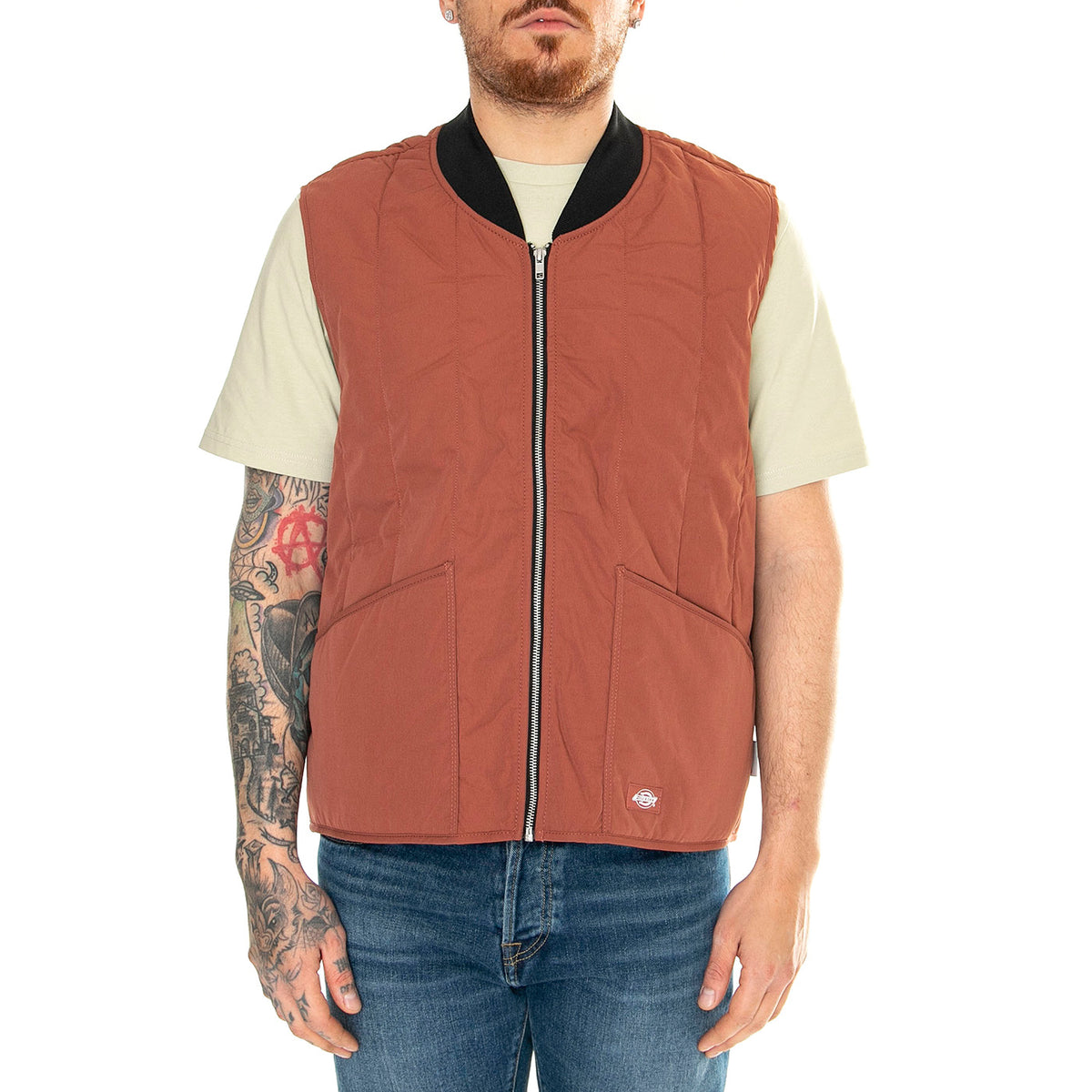 Quilted Vest Nin Mahogany - Giacca Smanicata Uomo Rossa DK0A4YVGH441 . DICKIES 