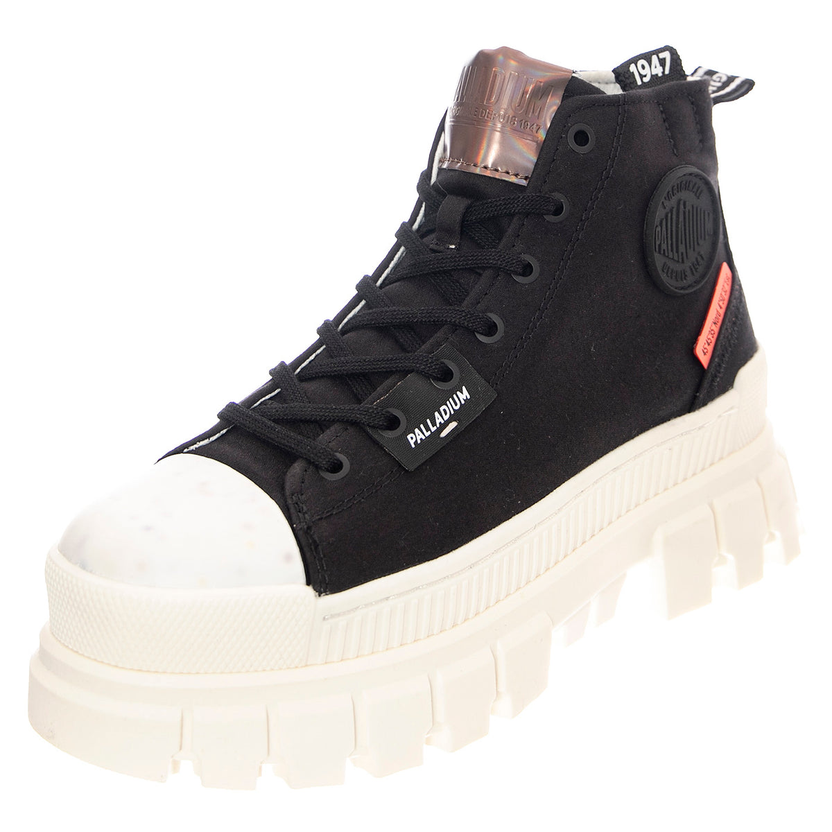 W' Revolt Hi Black / Marshmallow - Scarpe Stringate Profilo Alto Donna Nere PAS97242-016-M . PALLADIUM 