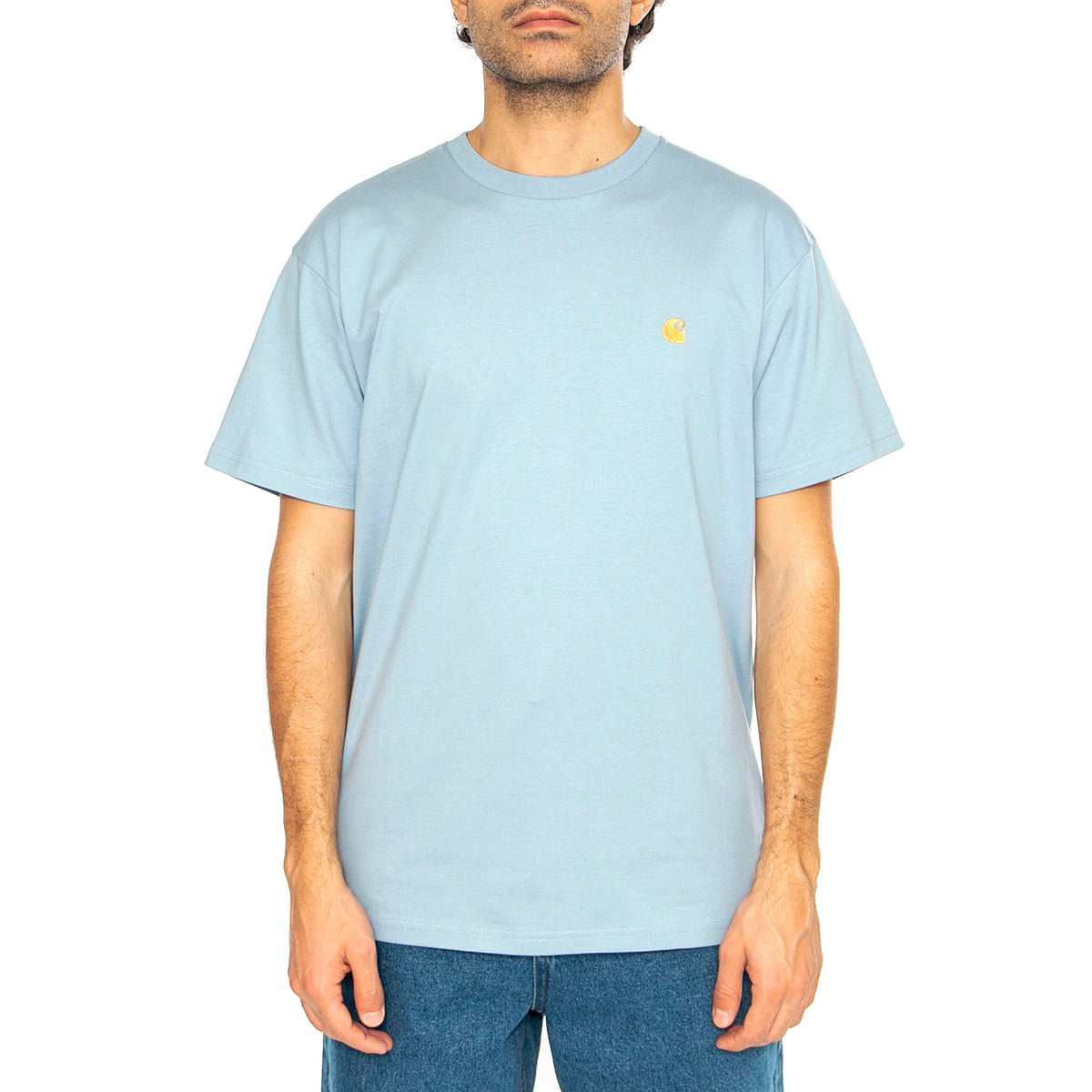 S/S Chase T-Shirt Frosted Blue / Gold - Maglietta Girocollo Uomo Blu I026391.2MYXX . CARHARTT WIP 