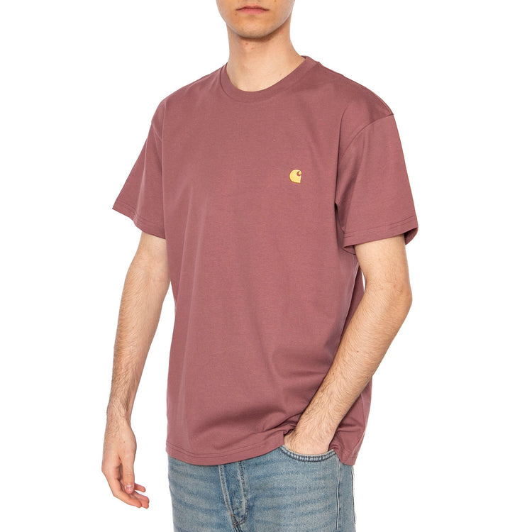S/S Chase T-Shirt Dusky Pink / Gold - Maglietta Girocollo Uomo Viola I026391.2Q7XX . CARHARTT WIP 