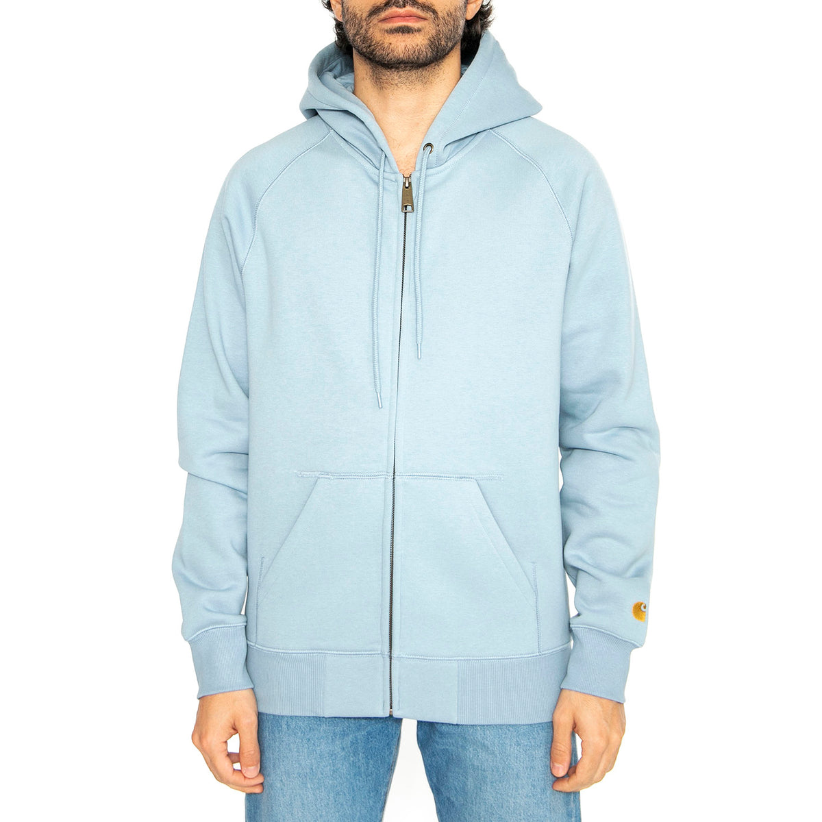 Hooded Chase Jacket Frosted Blue / Gold - Felpa con Cappuccio Uomo Blu I033664.2MYXX . CARHARTT WIP 